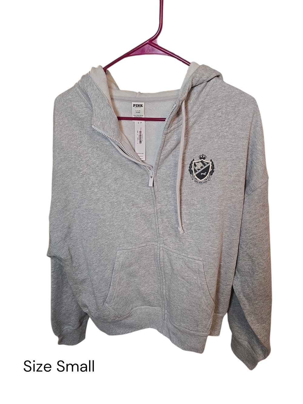 PINK Victoria's Secret Light Gray Zip-Up Hoodie